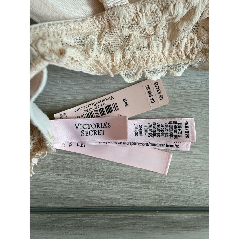 Victoria’s Secret Sexy Tee Sophia Lace Push-Up Bra Beige 34B NWT IN PACKAGE - Picture 8 of 10